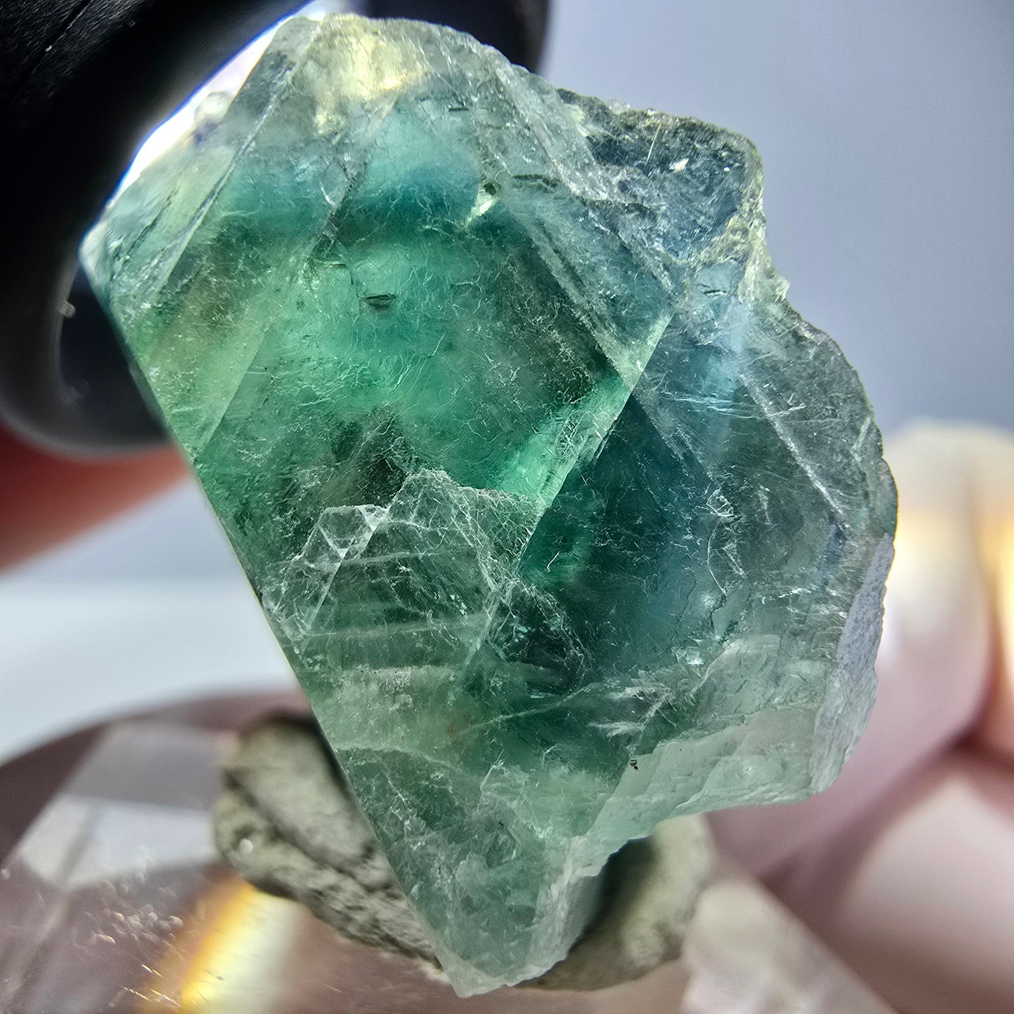 Spécimen de cube de fluorite fantôme, vert parqueté Okorusu, Namibie 33*29*20mm 