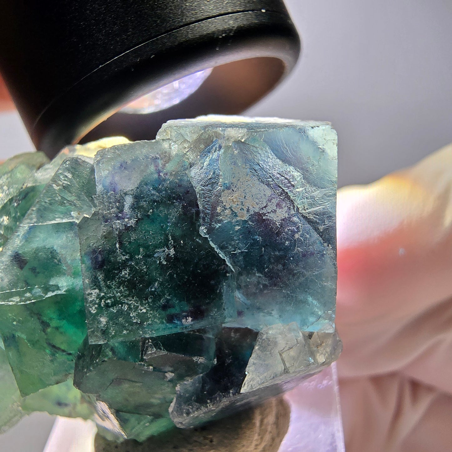 Spécimen de cube de fluorite fantôme, vert parqueté Okorusu, Namibie 33*29*20mm 