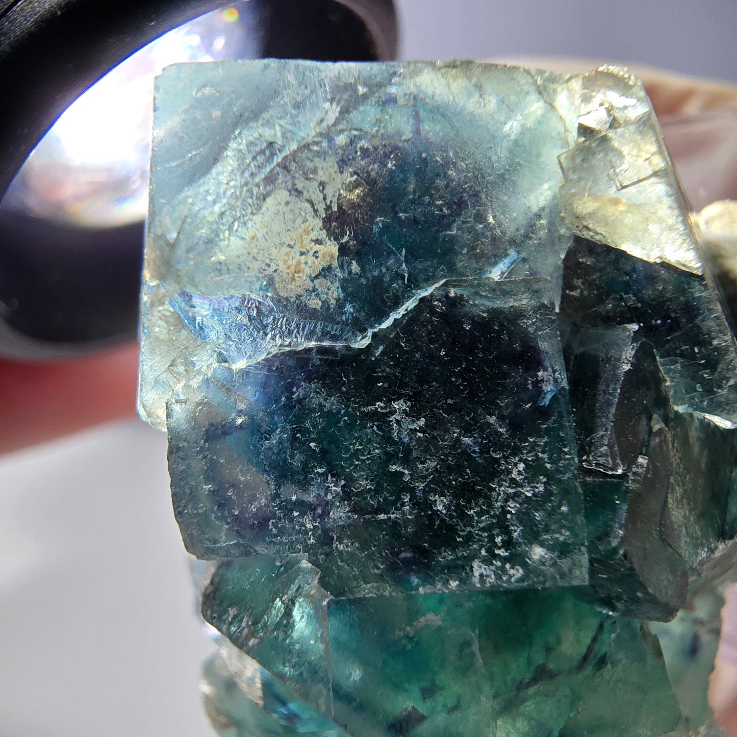 Spécimen de cube de fluorite fantôme, vert parqueté Okorusu, Namibie 33*29*20mm 