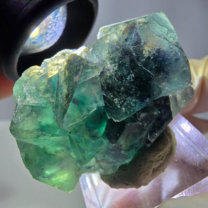 Spécimen de cube de fluorite fantôme, vert parqueté Okorusu, Namibie 33*29*20mm 