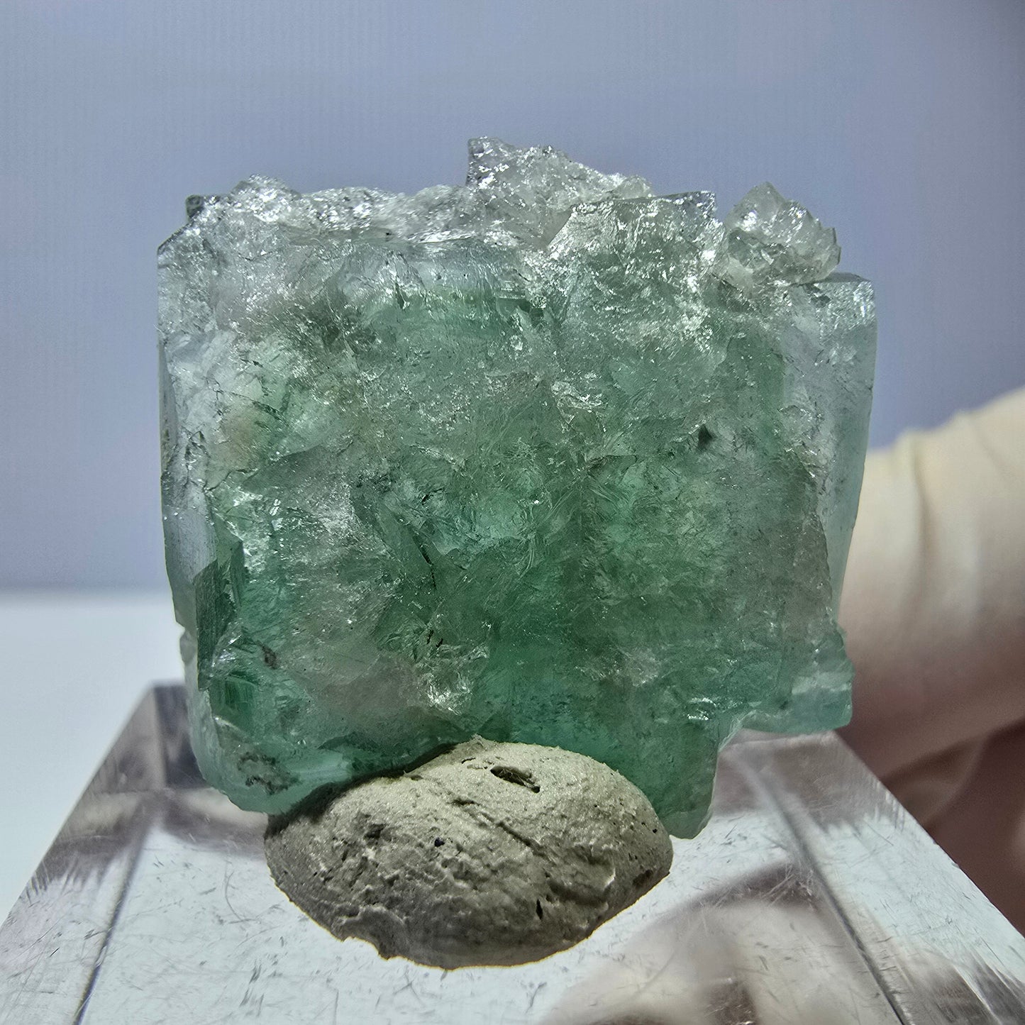 Seltene Phantom Fluorit Würfel, Quarz Stufe, grün Okorusu, Namibia 24*21*12mm