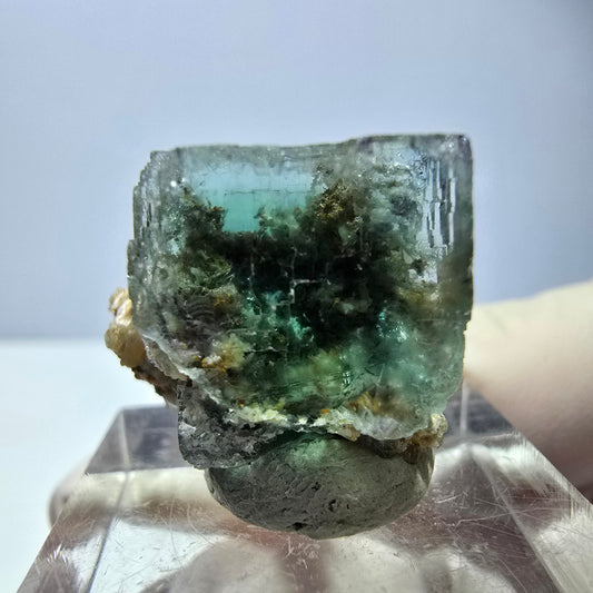 Phantom Fluorit Würfel Stufe, parkettiert grün Okorusu, Namibia 22*20*17mm