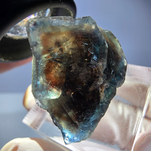 Phantom Fluorit Würfel Stufe, parkettiert grün braun Okorusu, Namibia 28*24*22mm