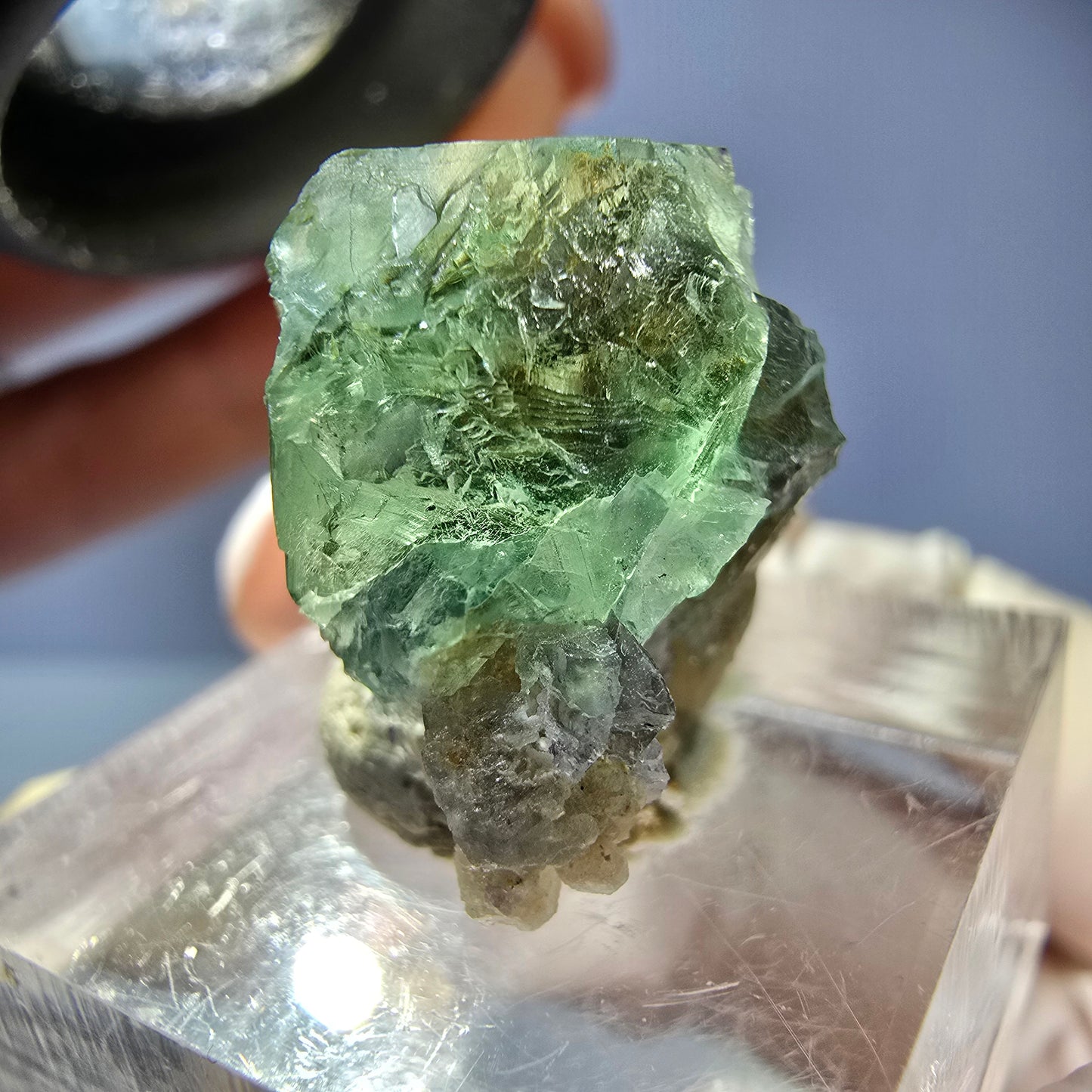 Seltene Phantom Fluorit Würfel, Quarz Stufe, grün Okorusu, Namibia 21*19*13mm