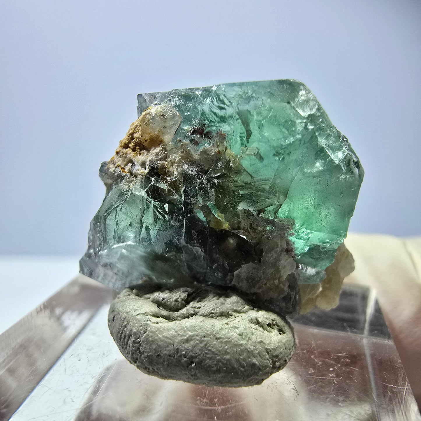 Seltene Phantom Fluorit Würfel, Quarz Stufe, grün Okorusu, Namibia 21*19*13mm