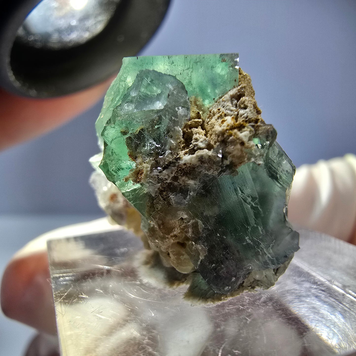 Seltene Phantom Fluorit Würfel, Quarz Stufe, grün Okorusu, Namibia 21*19*13mm