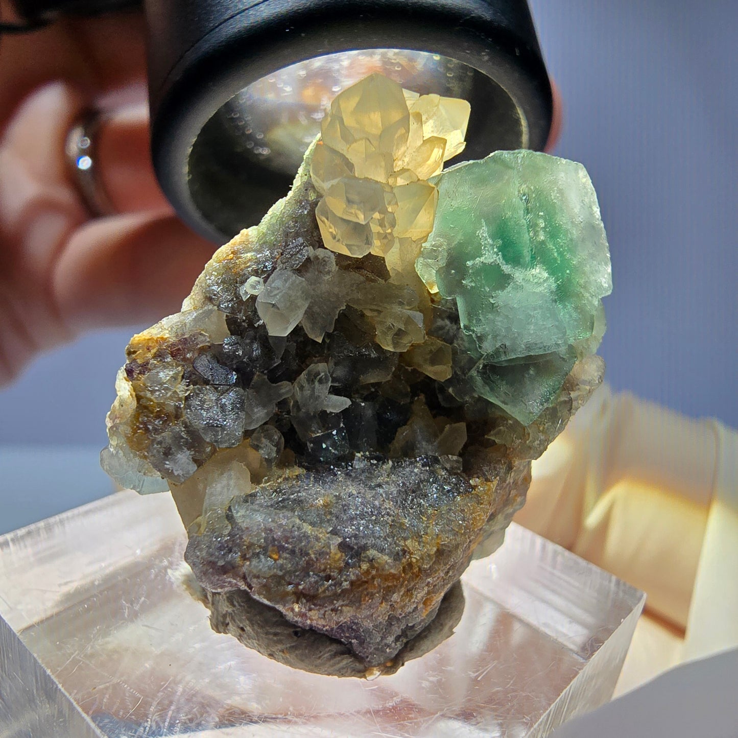 Seltene Phantom Fluorit Würfel, Quarz Stufe, grün Okorusu, Namibia 24*23*18mm
