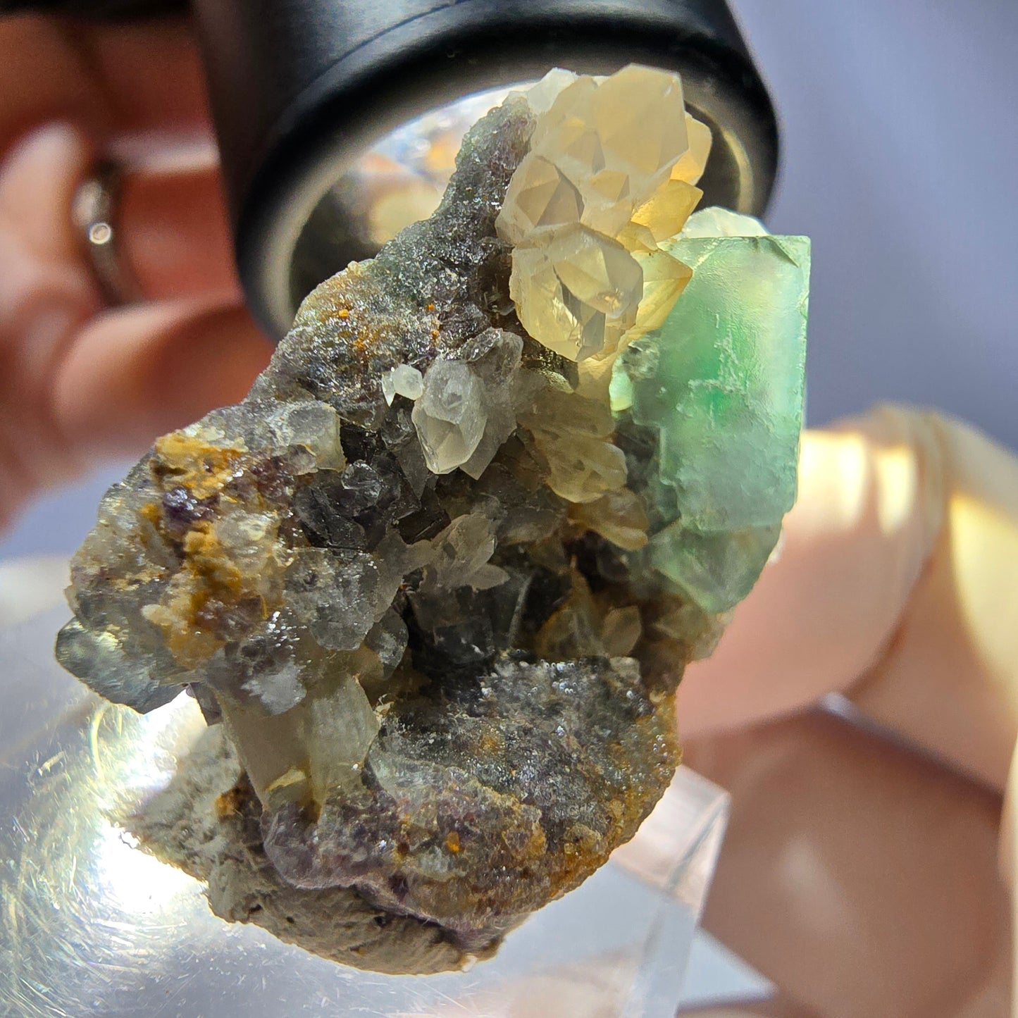 Seltene Phantom Fluorit Würfel, Quarz Stufe, grün Okorusu, Namibia 24*23*18mm