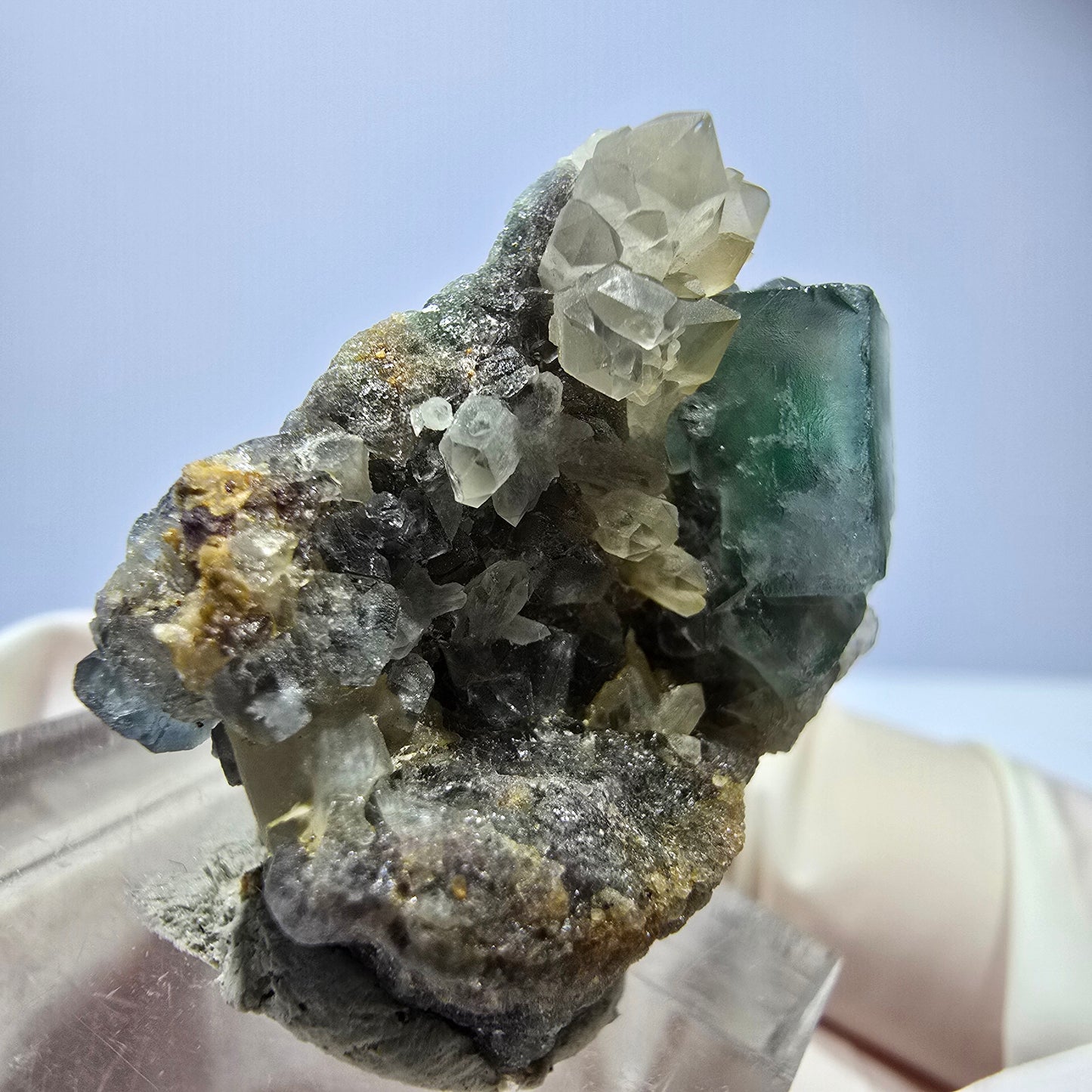 Seltene Phantom Fluorit Würfel, Quarz Stufe, grün Okorusu, Namibia 24*23*18mm