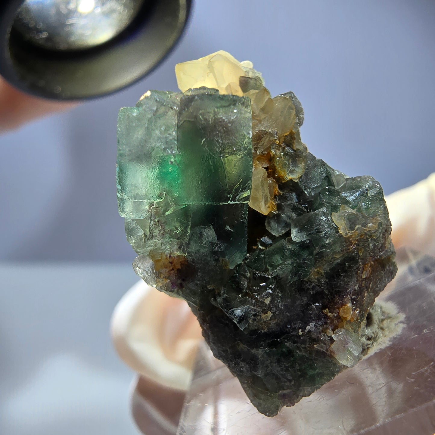 Seltene Phantom Fluorit Würfel, Quarz Stufe, grün Okorusu, Namibia 24*23*18mm