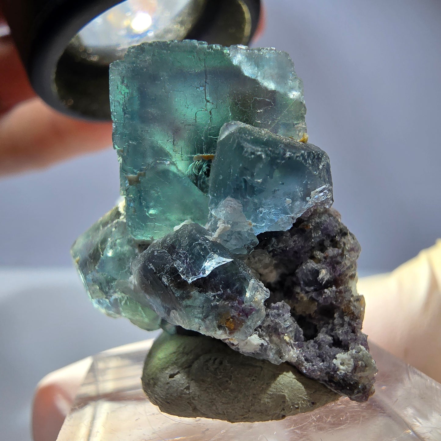 Seltene Phantom Fluorit Würfel, Quarz Stufe, grün Okorusu, Namibia 29*27*23mm