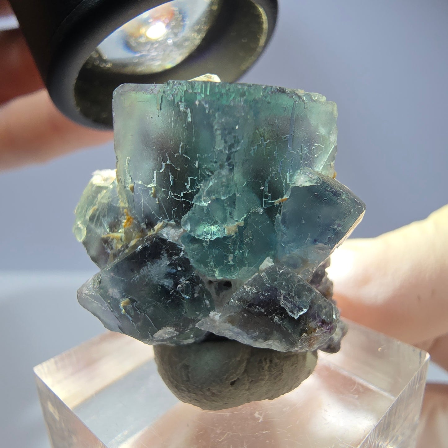 Seltene Phantom Fluorit Würfel, Quarz Stufe, grün Okorusu, Namibia 29*27*23mm