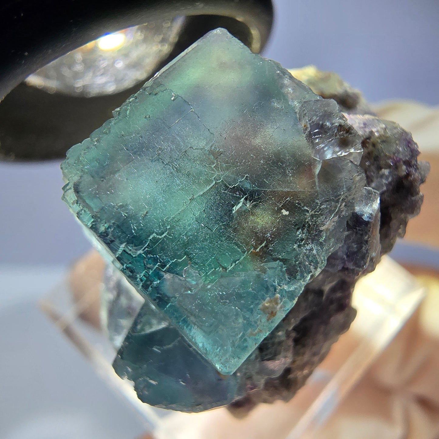 Seltene Phantom Fluorit Würfel, Quarz Stufe, grün Okorusu, Namibia 29*27*23mm