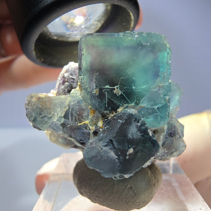 Seltene Phantom Fluorit Würfel, Quarz Stufe, grün Okorusu, Namibia 29*27*23mm