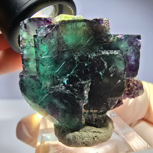 Seltene Phantom Fluorit Würfel Stufe, grün lila Okorusu, Namibia 41*36*20mm