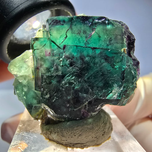 Seltene Phantom Fluorit Würfel Stufe, grün lila Okorusu, Namibia 34*29*19mm