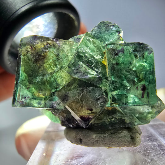 Seltene Phantom Fluorit Würfel Stufe, grün lila Okorusu, Namibia 29*21*18mm