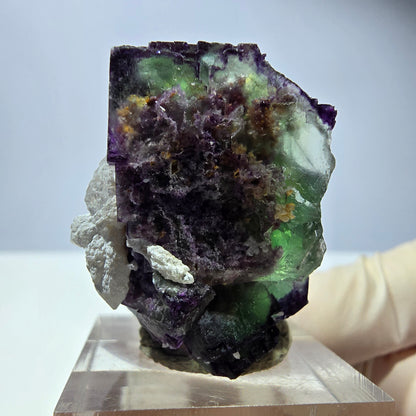 Phantom Fluorit Würfel, Quarz Stufe, grün lila Okorusu, Namibia 32*29*27mm
