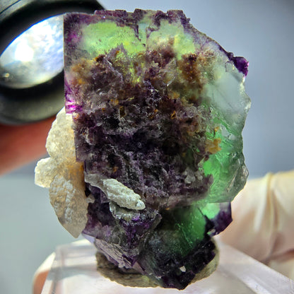 Phantom Fluorit Würfel, Quarz Stufe, grün lila Okorusu, Namibia 32*29*27mm