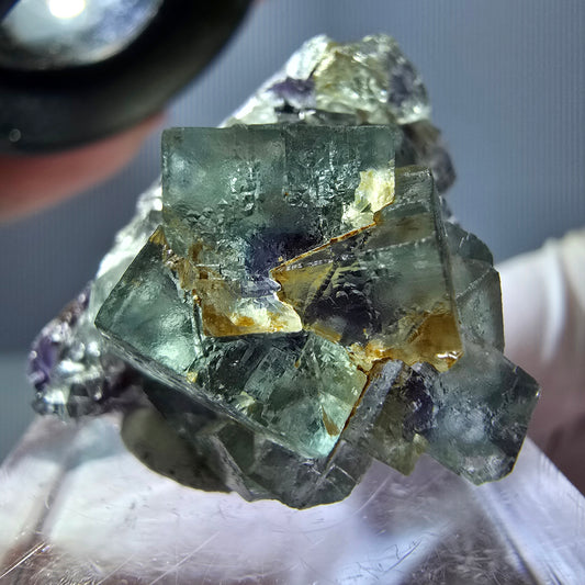 Seltene Phantom Fluorit Würfel Stufe, grün lila Okorusu, Namibia 30*21*20mm