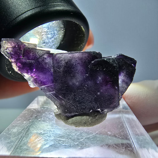 Seltene Phantom Fluorit Würfel Stufe, grün lila Okorusu, Namibia 29*17*15mm