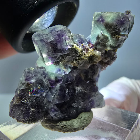 Seltene Phantom Fluorit Würfel Stufe, grün lila Okorusu, Namibia 32*28*21mm