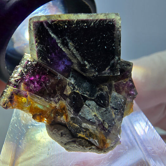 Seltene Phantom Fluorit Würfel Stufe, grün lila Okorusu, Namibia 29*25*18mm