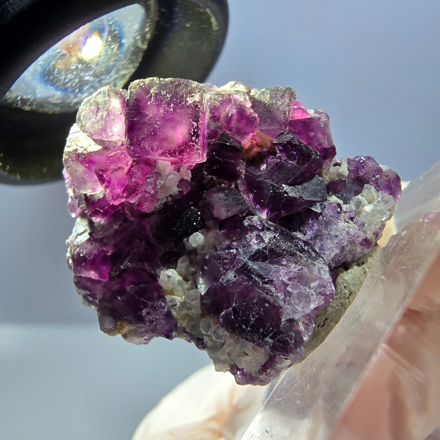 Seltene Phantom Fluorit Würfel, Quarz Stufe, lila Okorusu, Namibia 29*26*12mm