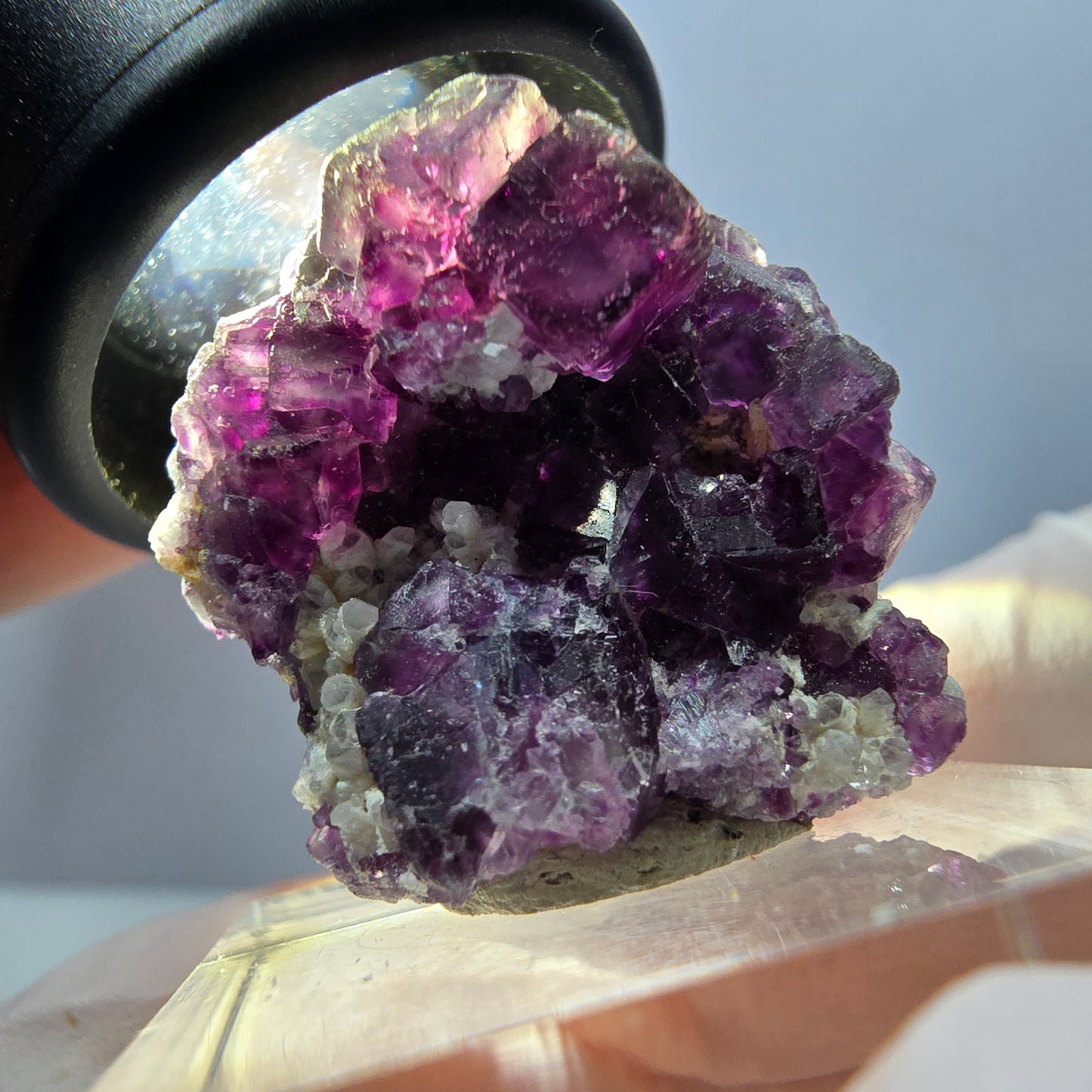 Seltene Phantom Fluorit Würfel, Quarz Stufe, lila Okorusu, Namibia 29*26*12mm