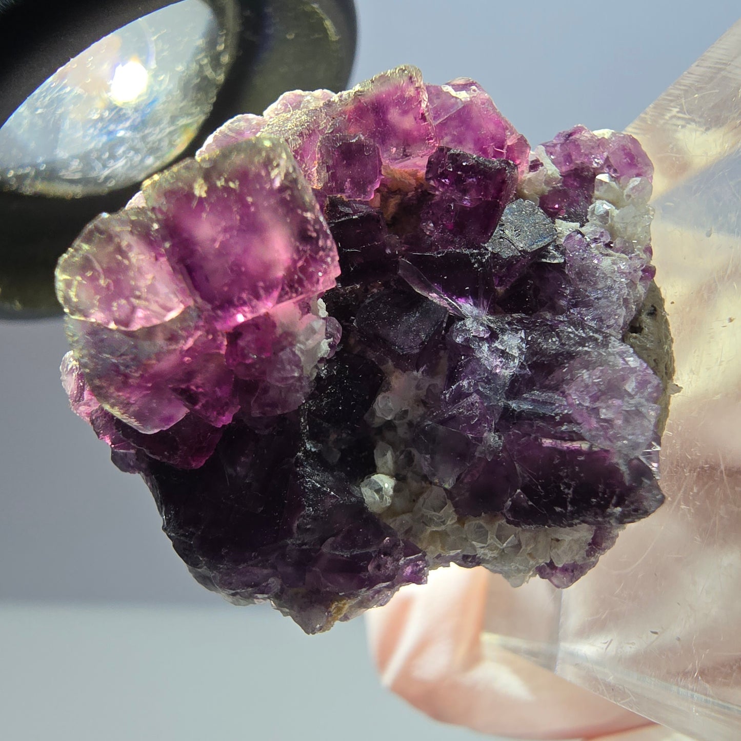 Seltene Phantom Fluorit Würfel, Quarz Stufe, lila Okorusu, Namibia 29*26*12mm