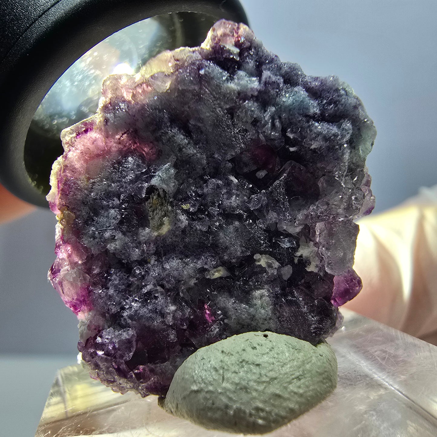 Seltene Phantom Fluorit Würfel, Quarz Stufe, lila Okorusu, Namibia 29*26*12mm