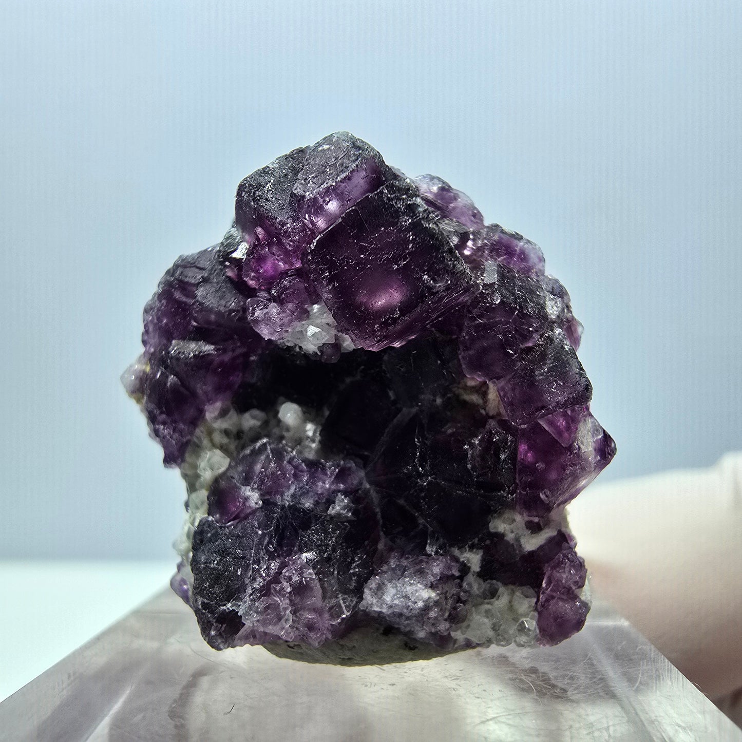 Seltene Phantom Fluorit Würfel, Quarz Stufe, lila Okorusu, Namibia 29*26*12mm
