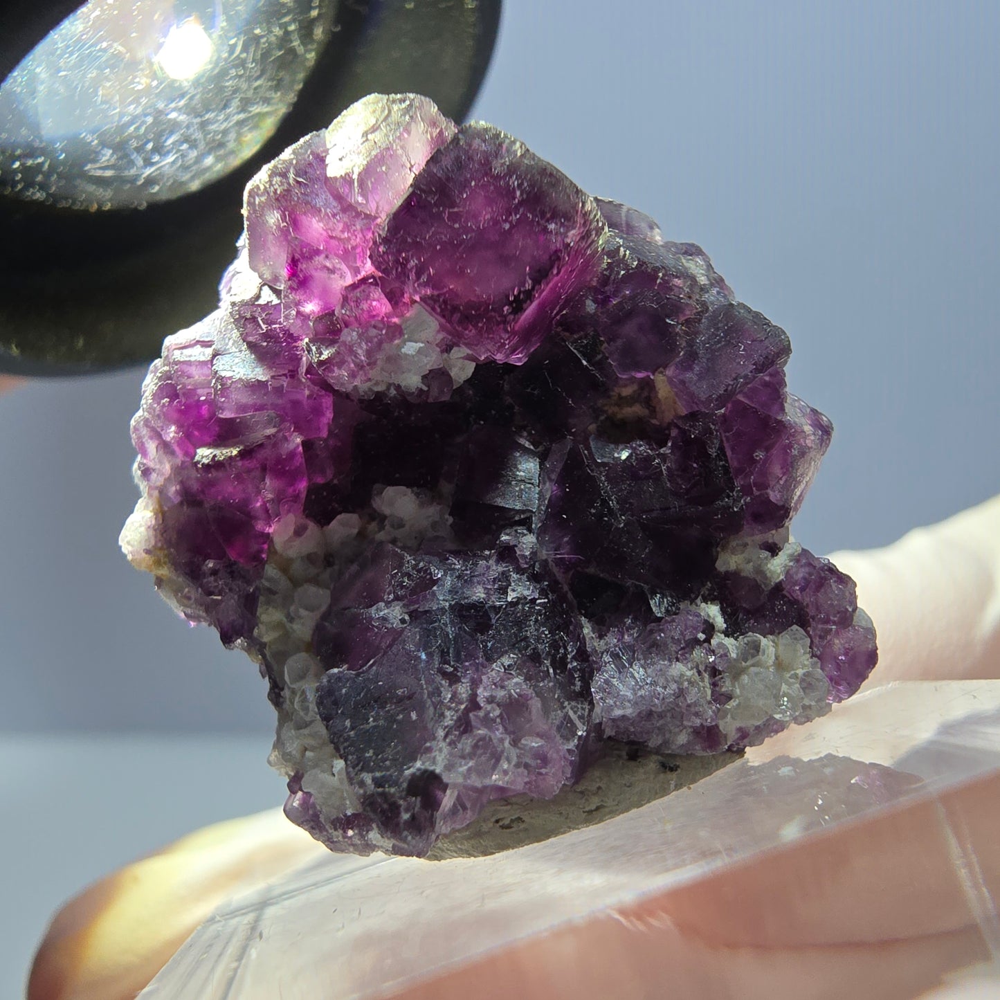 Seltene Phantom Fluorit Würfel, Quarz Stufe, lila Okorusu, Namibia 29*26*12mm
