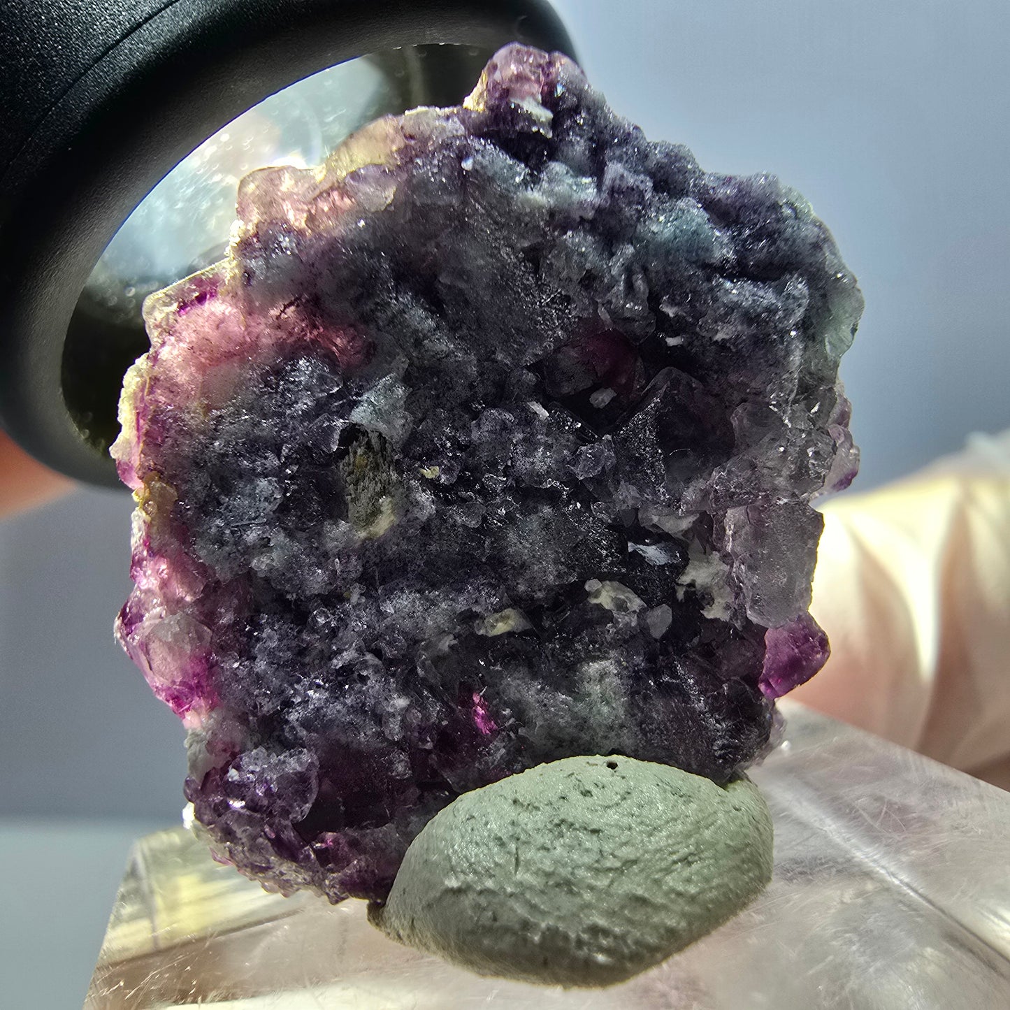 Seltene Phantom Fluorit Würfel, Quarz Stufe, lila Okorusu, Namibia 29*26*12mm