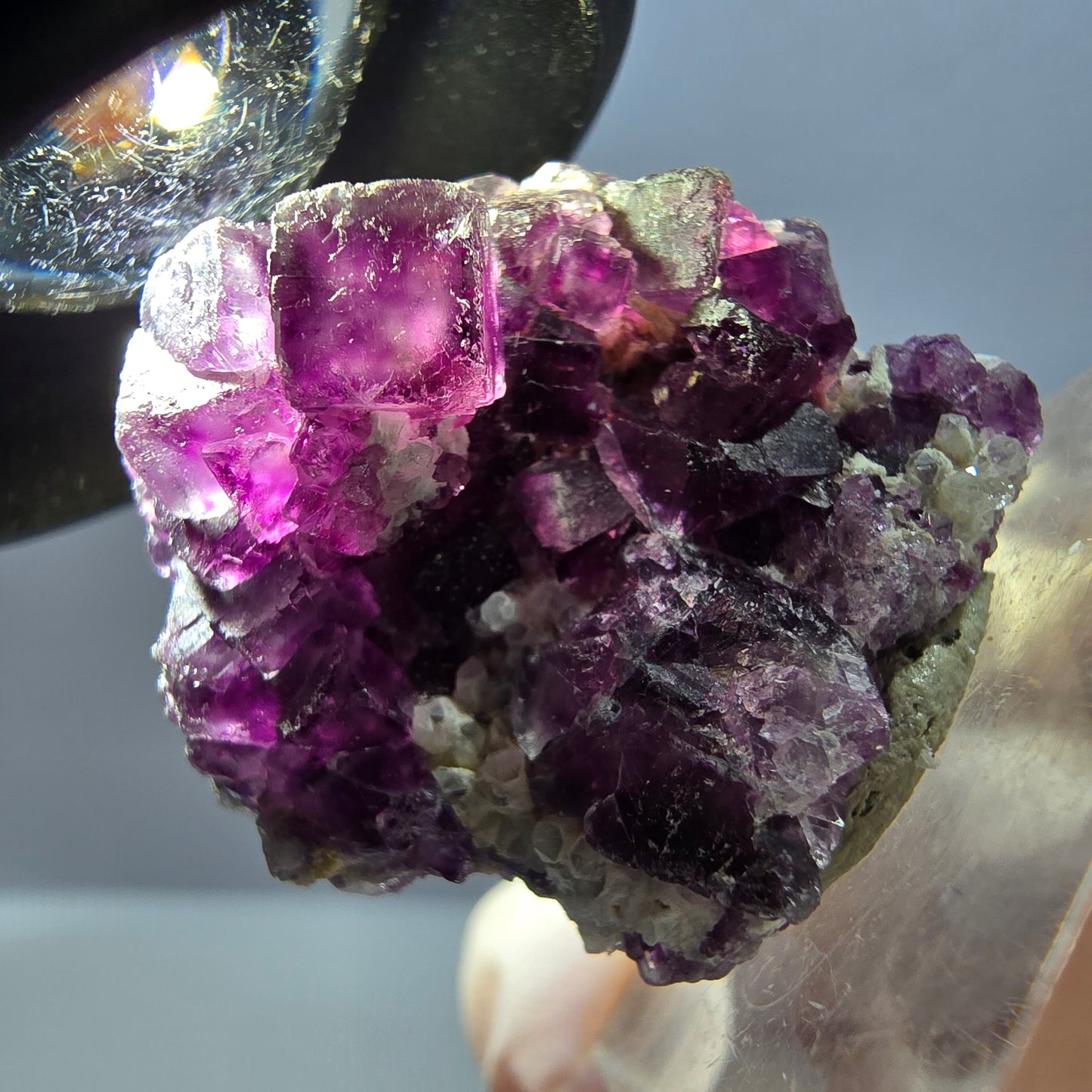 Seltene Phantom Fluorit Würfel, Quarz Stufe, lila Okorusu, Namibia 29*26*12mm