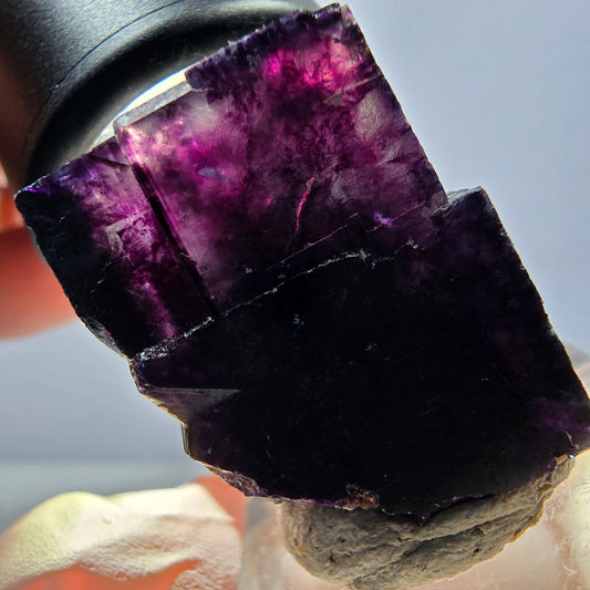 Seltene Phantom Fluorit Würfel Stufe, grün lila Okorusu, Namibia 26*21*20mm