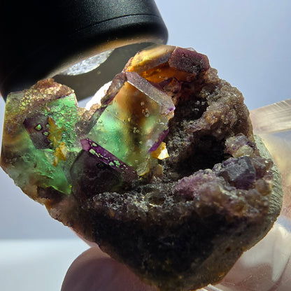 Seltene Phantom Fluorit Würfel Stufe, grün lila Erongo, Namibia 34*29*21mm