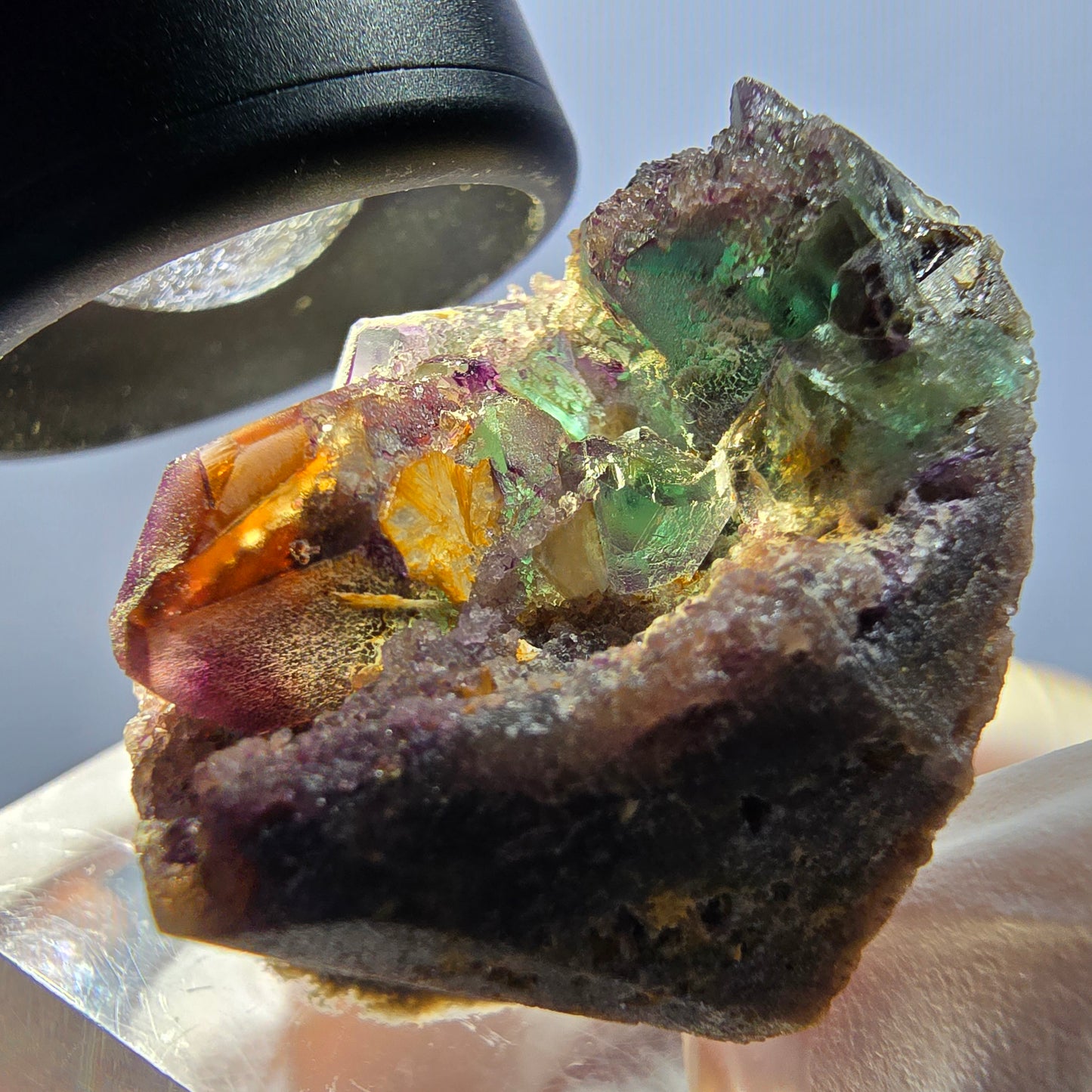 Seltene Phantom Fluorit Würfel Stufe, grün lila Erongo, Namibia 34*29*21mm