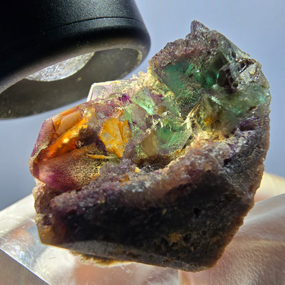 Seltene Phantom Fluorit Würfel Stufe, grün lila Erongo, Namibia 34*29*21mm