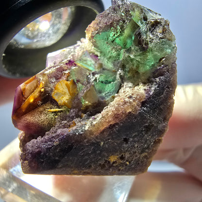 Seltene Phantom Fluorit Würfel Stufe, grün lila Erongo, Namibia 34*29*21mm