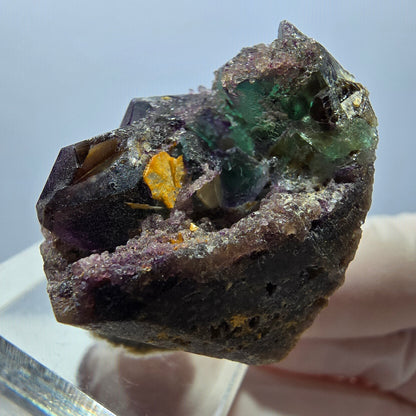 Seltene Phantom Fluorit Würfel Stufe, grün lila Erongo, Namibia 34*29*21mm