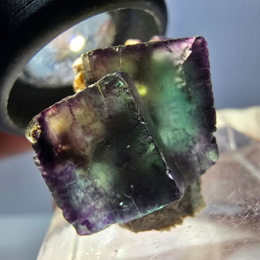 Seltene Phantom Fluorit Würfel Stufe, grün lila Okorusu, Namibia 24*17*14mm