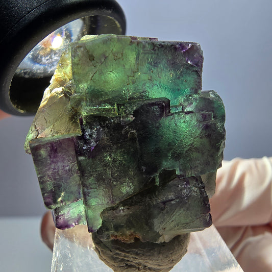 Seltene Phantom Fluorit Würfel Stufe, grün lila Okorusu, Namibia 35*29*19mm