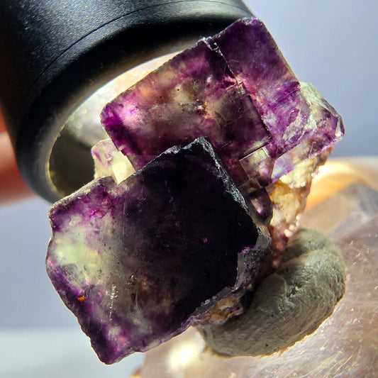 Seltene Phantom Fluorit Würfel Stufe, grün lila Okorusu, Namibia 265*18*13mm