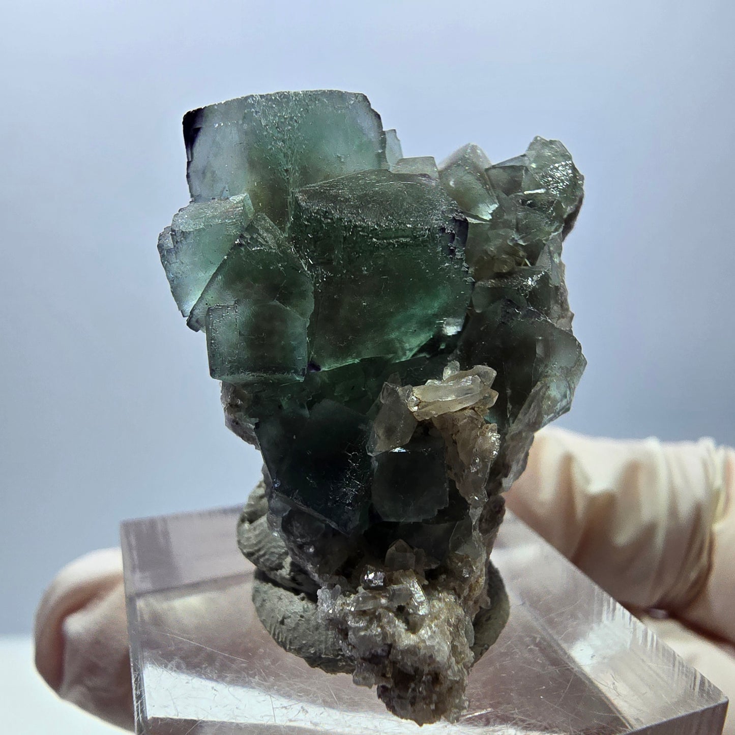 Seltene Phantom Fluorit Würfel, Quarz Stufe, grün lila Okorusu, Namibia 32*27*15mm