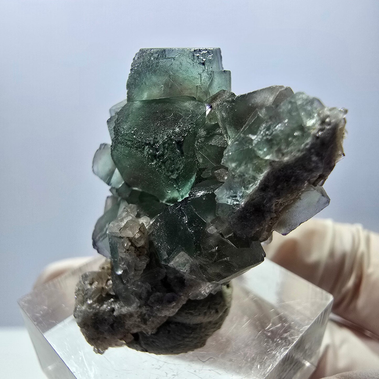 Seltene Phantom Fluorit Würfel, Quarz Stufe, grün lila Okorusu, Namibia 32*27*15mm