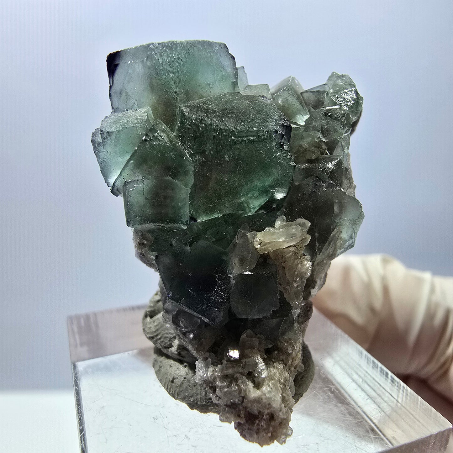 Seltene Phantom Fluorit Würfel, Quarz Stufe, grün lila Okorusu, Namibia 32*27*15mm
