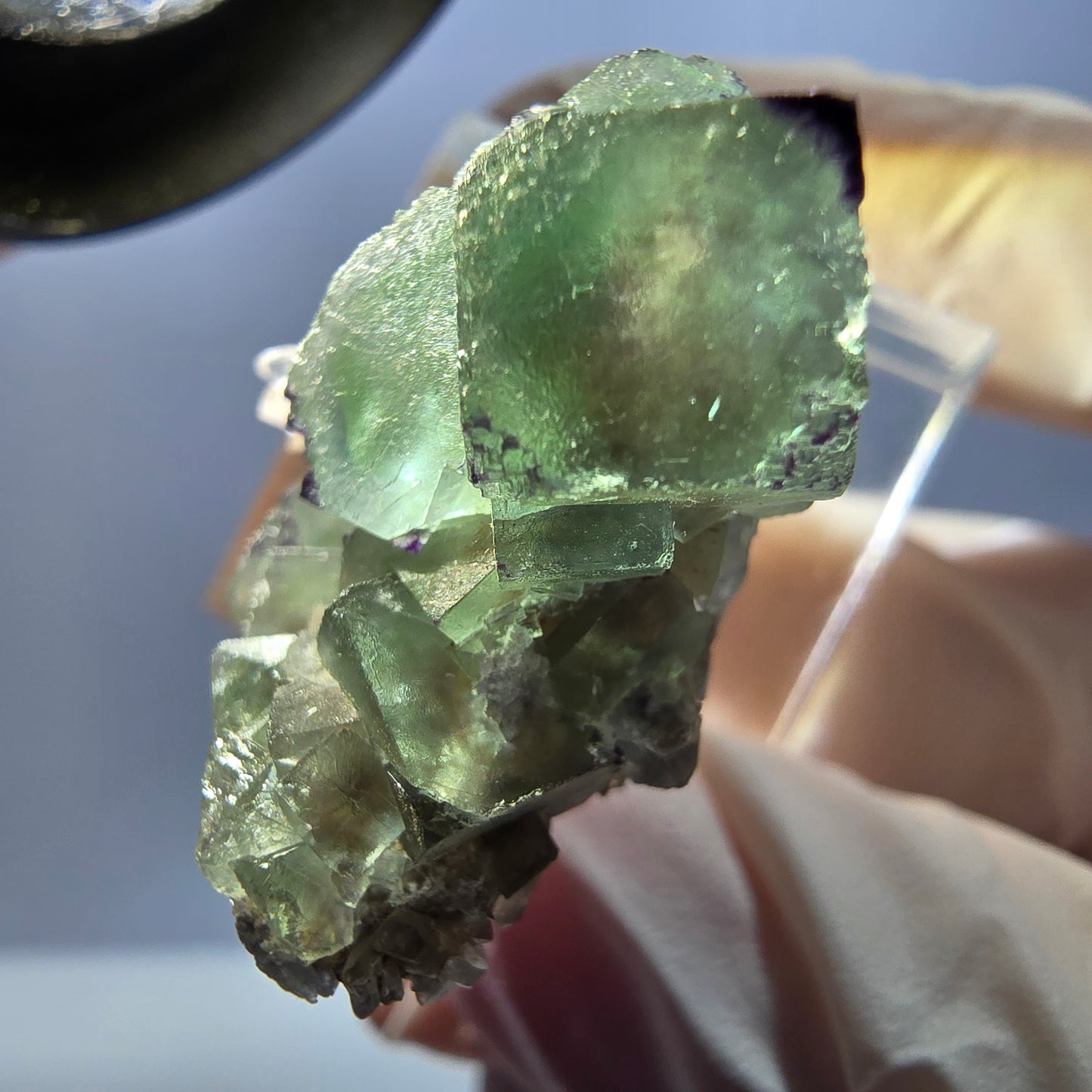 Seltene Phantom Fluorit Würfel, Quarz Stufe, grün lila Okorusu, Namibia 32*27*15mm