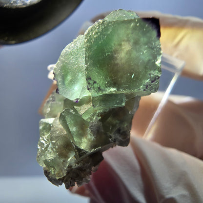Seltene Phantom Fluorit Würfel, Quarz Stufe, grün lila Okorusu, Namibia 32*27*15mm