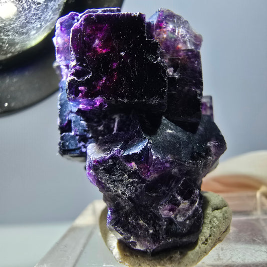 Seltene Phantom Fluorit Würfel Stufe, grün lila Okorusu, Namibia 33*19*17mm